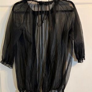 Oleg Cassini by Blanche Lingerie. Bed Jacket. 1950’s Black Sheer.